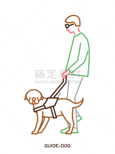 狗,导游,计算机图标,仅男人,仅一个男人,蒙眼罩,动物相关的职业,导盲犬,动物,人的眼睛