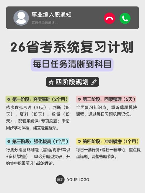 教育培训职业技能省考复习计划分享小红书配图预览效果