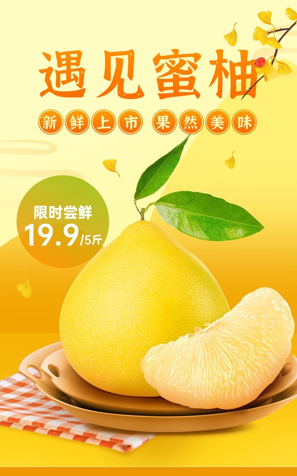 生鲜食品水果柚子海报预览效果