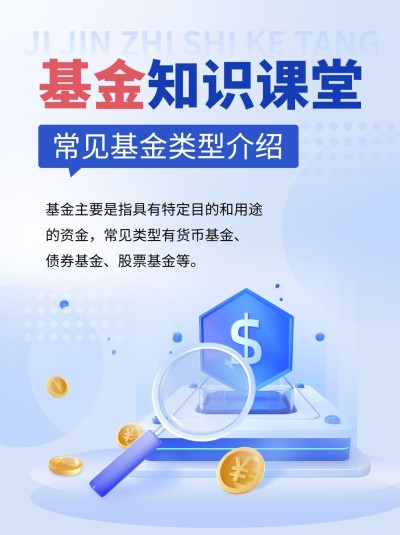 金融基金类型介绍知识科普轻拟物风小红书封面套装