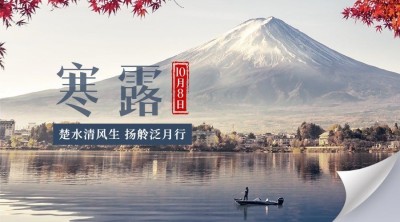 寒露节气祝福书籍创意实景横版海报