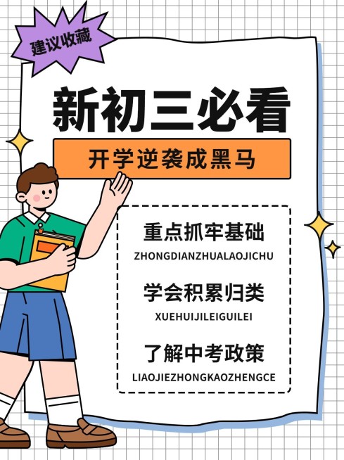 初高中生学习攻略简单插画小红书配图预览效果