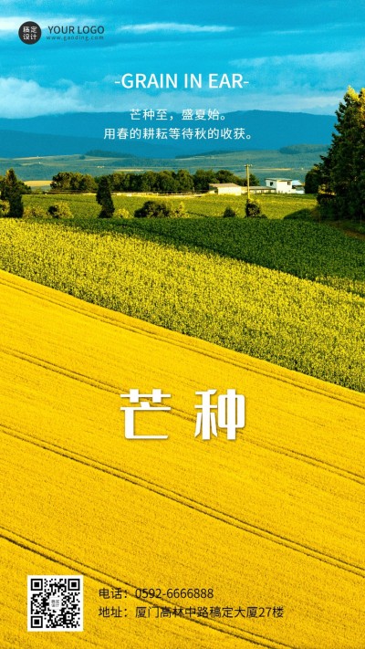 企业芒种清新感节气祝福手机海报