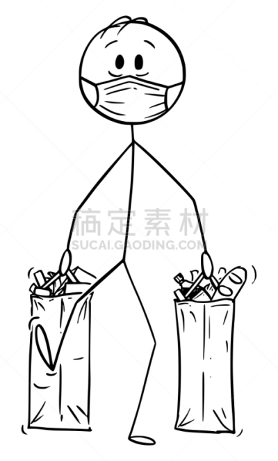 商店,超级市场,绘画插图,食品,卡通,购物袋,男人,矢量,运送