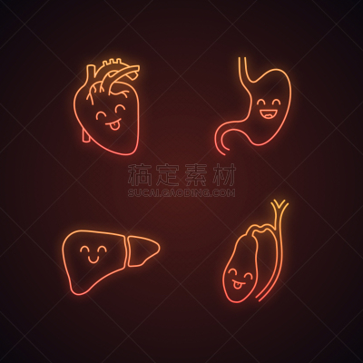 霓虹灯,计算机图标,有序,背景分离,药,人类心脏,胃,心血管系统