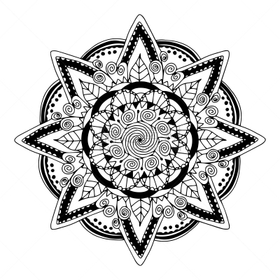 绘画插图,曼荼罗,矢量,白色背景,分离着色,索马里,线条,背景分离,花,着色