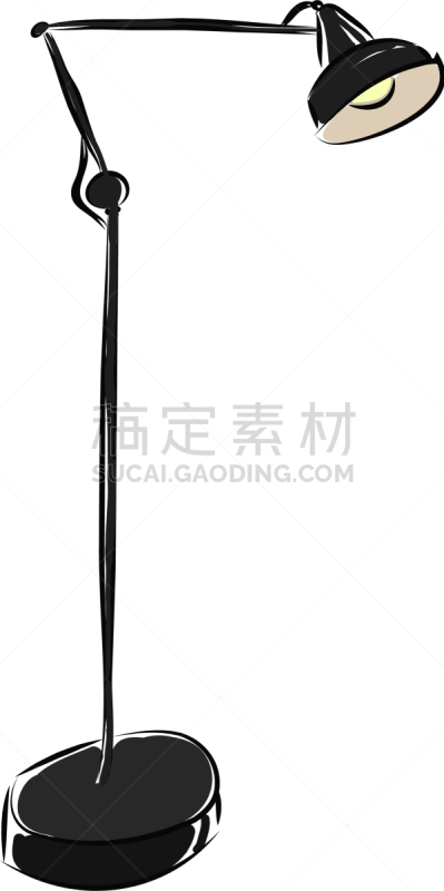 黑色,落地灯,白色背景,室内,圆形,白色,创造力,简单,高雅,站