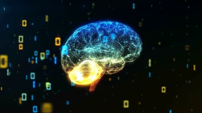 二进制数据云中的数字计算机大脑