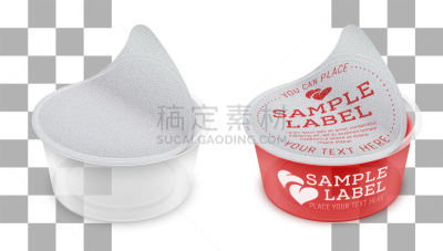 开着的,透明,矢量,铝箔,绘画插图,圆形,封印,塑料容器,包装