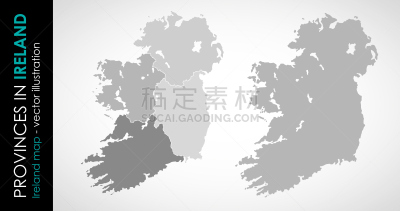 矢量,北爱尔兰,灰色,背景分离,伦斯特省,英国,乡村风格,绘画插图,阿特拉斯雕像,白色