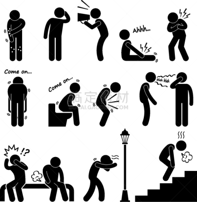 症状,人,综合病症,胃疼,男人,健康保健,棍,生病,剪影