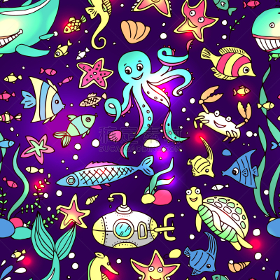 海洋,可爱的,海洋生命,海星,动物,贝壳,礁石,剪贴画,绘制,着色