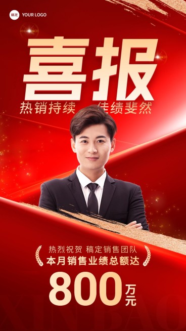 销售表彰人物喜报手机海报预览效果