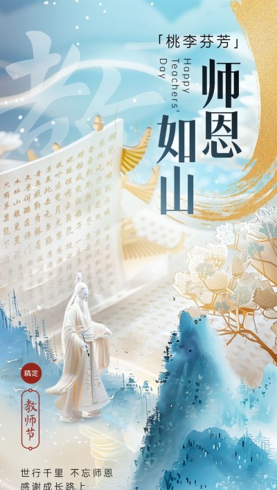 教师节祝福教育培训行业全屏竖版海报