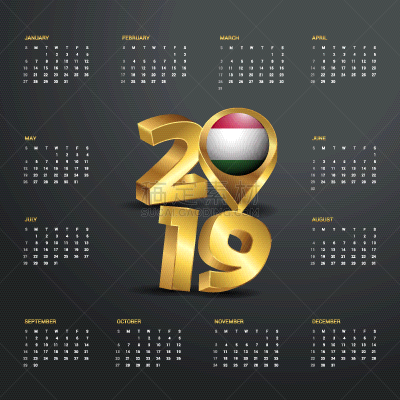 2019,模板,日历,字体,金色,新年,国内著名景点,白昼,商务,匈牙利
