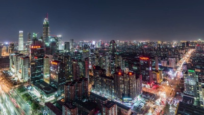 T/L WS HA RL PAN北京CBD Area at Night/Beijing，China
