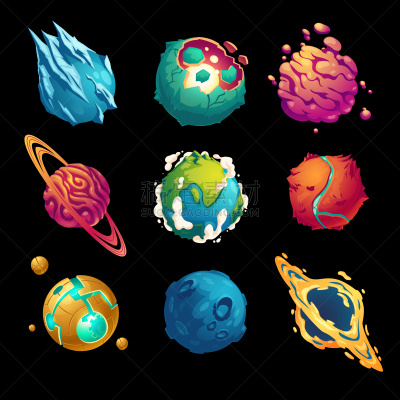 宏伟,卡通,星系,小行星,行星,球体,有序,平视角,休闲游戏,波兰