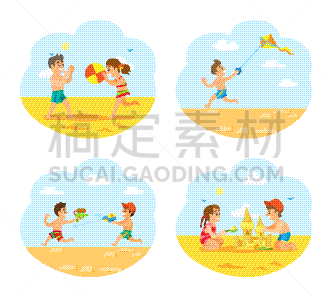 儿童,鸡尾酒,海滩,夏天,风,泳装,海岸线,度假,休闲,相伴