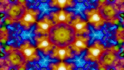 五颜六色的闪亮催眠概念对称图案装饰性万花筒运动几何圆和星形