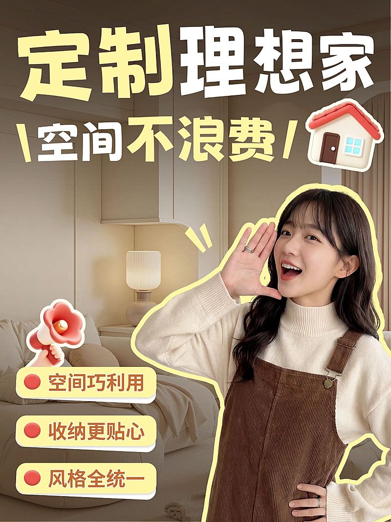 家居装修全屋定制服务介绍人像小红书封面