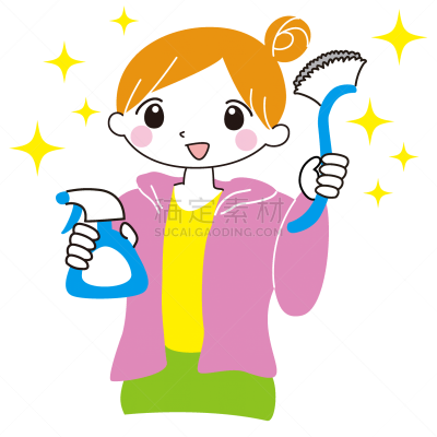 绘画插图,图像,手套,大桶,清洗剂,简单,女人,清洁手套,青年女人,20到29岁