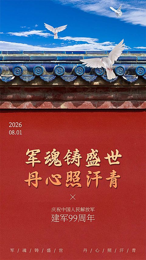 八一建军节快乐祝福合成手机海报