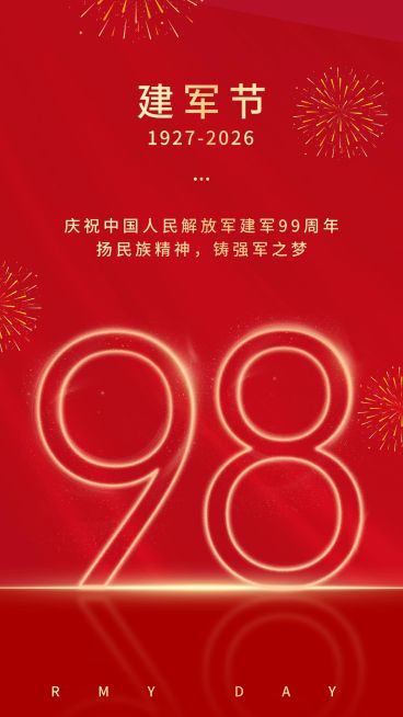 建军节节日祝福排版手机海报预览效果