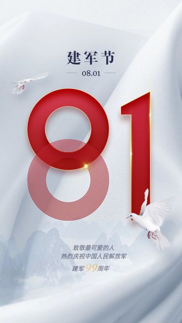 建军节节日祝福排版手机海报预览效果
