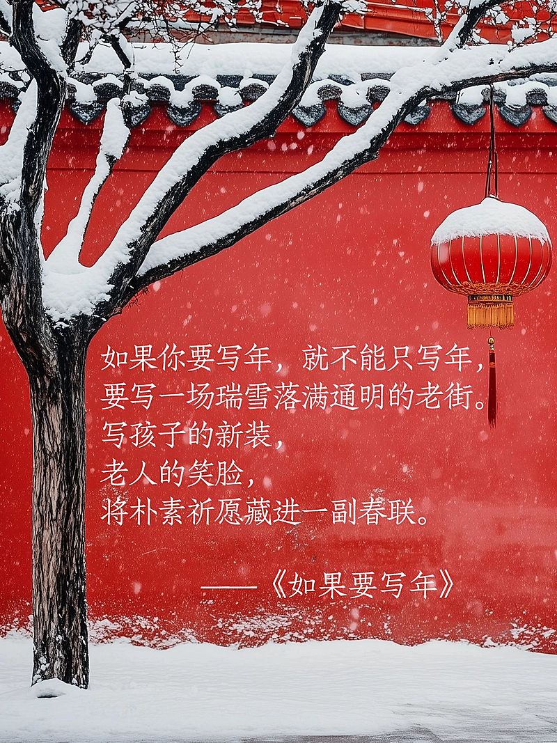 新年春节实景氛围春节写诗文案小红书封面aigc