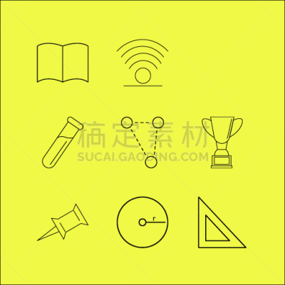 轮廓,直的,图标集,计算机图标,矢量,奖杯,桡骨,三角板,图像,教育