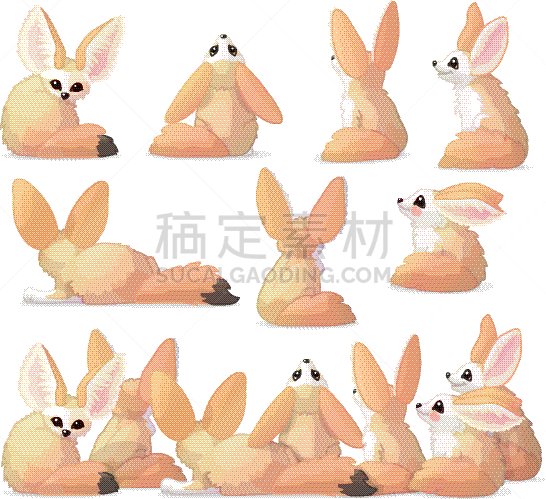动物,剪贴画,卡通,可爱的,野生动物,哺乳纲,艺术品,狐狸,沙漠,绘制
