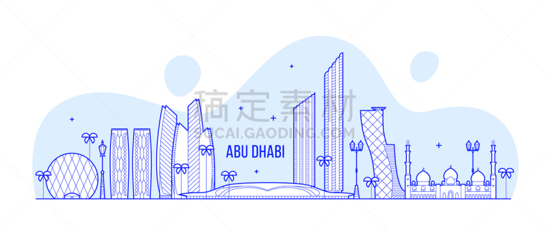 城市天际线,阿拉伯联合酋长国,阿布扎比,旅途,商务,直的,现代,自然美,海岸线,剪影