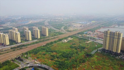 日间武汉市交通枢纽航空全景图 中国