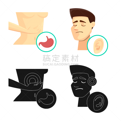 肚子,男人,身体受伤,消化不良,饥饿的,损坏的,生病,收集,设计