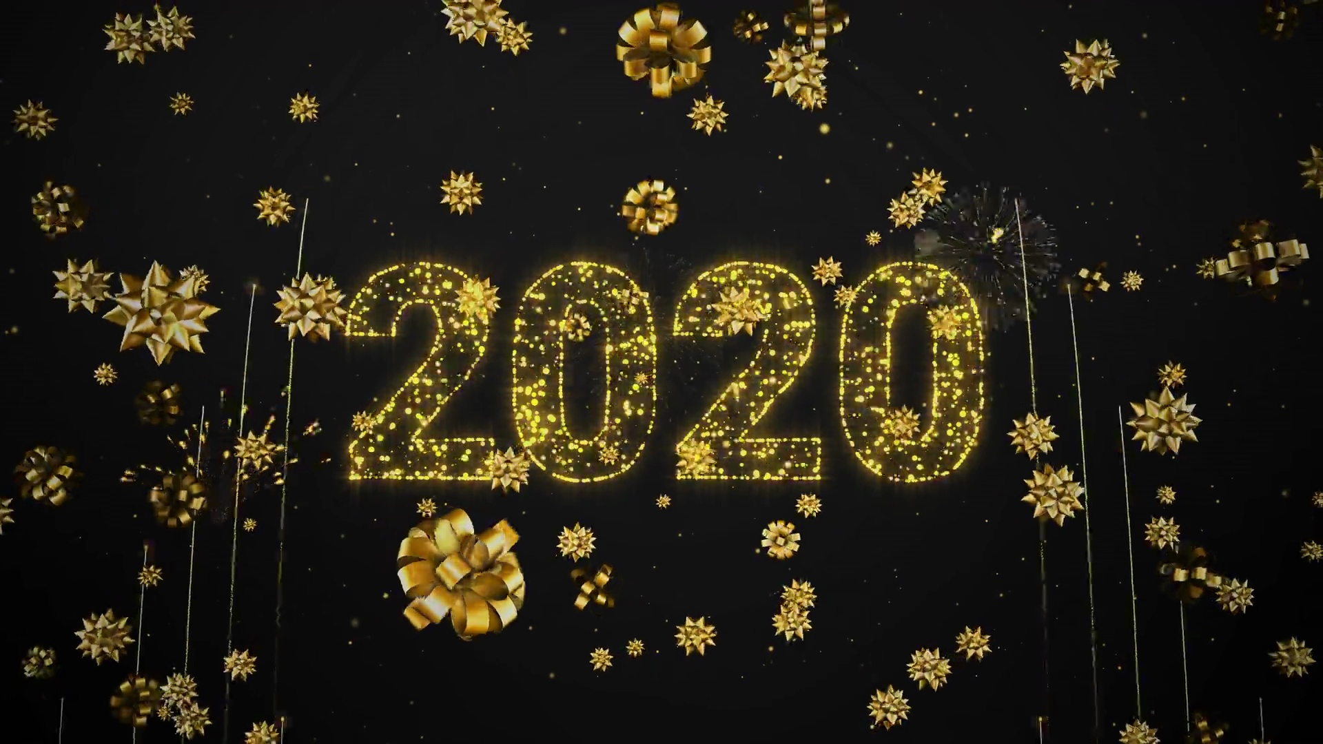  -loopable-2020新年快乐问候-金色烟花爆竹