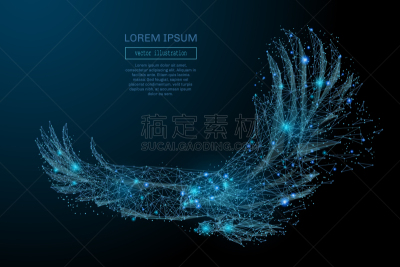 鹰,蓝色,三维图形,抽象,球体,铁丝网,几何形状,技术,飞,设计