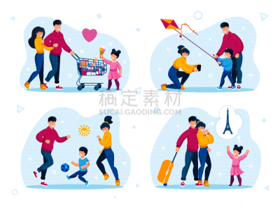 家庭,幸福,公寓,矢量,时间,旅途,休闲游戏,球,儿童,童年