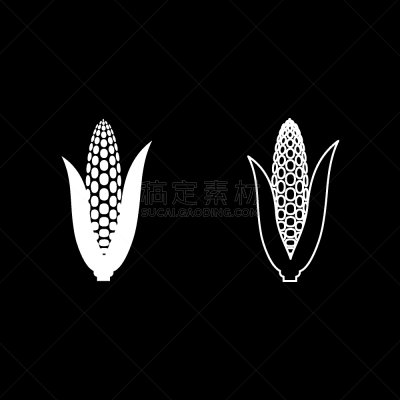 甜玉米,白色,图像,图标集,简单,农业,蔬菜,清新,食品,植物群