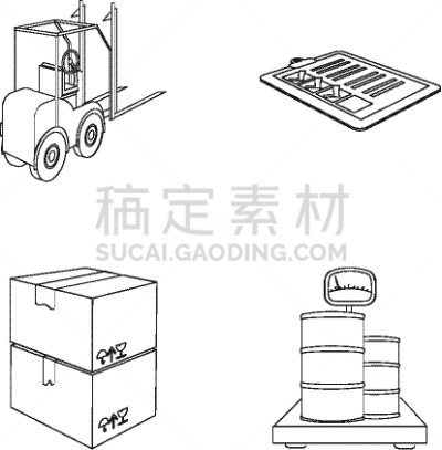 货物集装箱,叉车,设备用品,滑垒守场员,分离着色,轮廓,商务,包装,递送