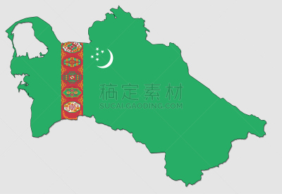 充满的,土库曼斯坦,室内,新月形,轮廓,星形,绘画插图,矢量,水平画幅,前苏联