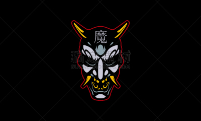 面具,矢量,魔鬼,绘画插图,日本,日本武士,背景分离,勇士,惊骇,鬼面