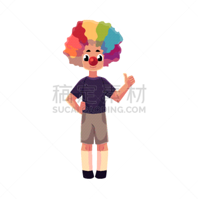 衣服,男孩,假发,小丑鼻,生日,分离着色,可爱的,白色,红色,教