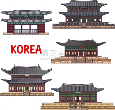 寺庙,建筑,朝鲜半岛,亚洲,明信片,景福宫,图像,修道院