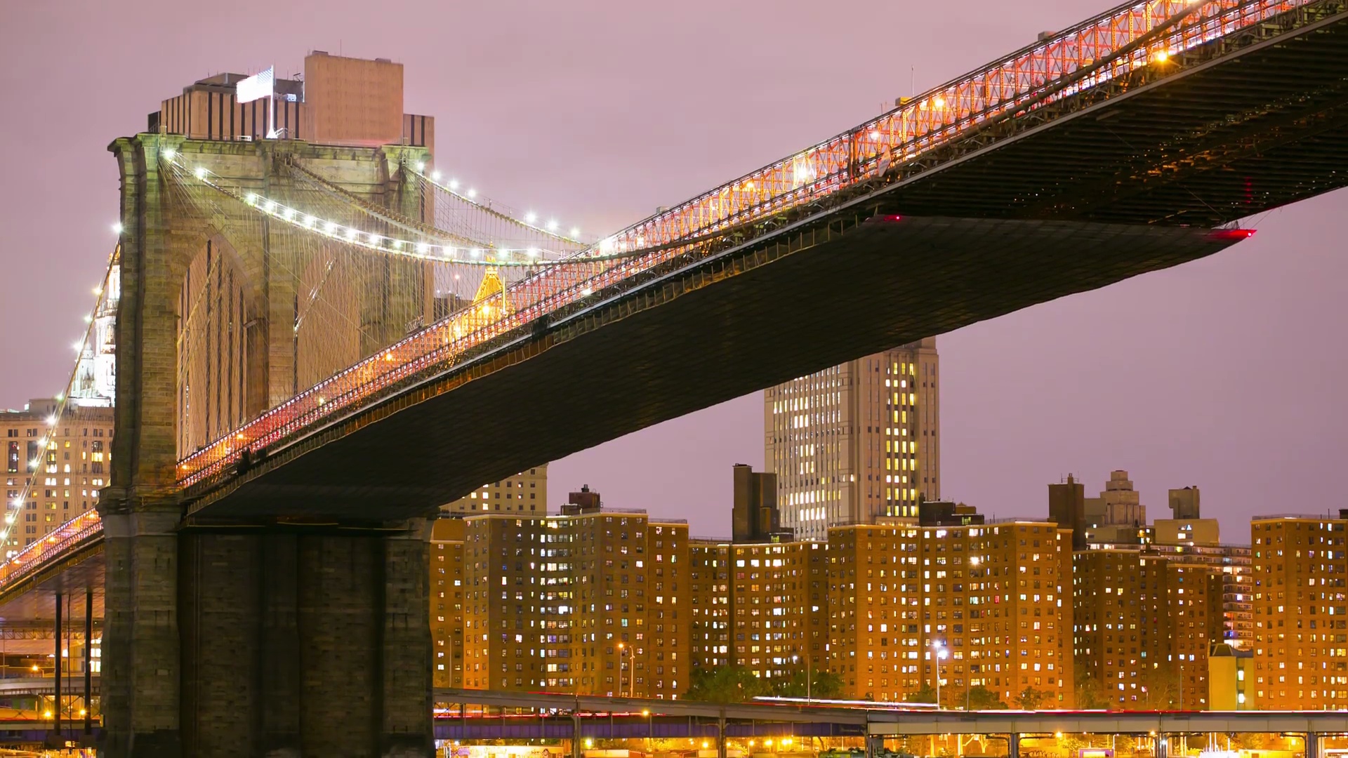 彩色夜光曼哈顿全景，来自Broolkyn   Time Layse NYC