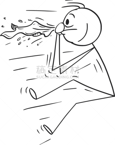 男人,动画片,人的鼻子,健康保健,过敏反应,概念,打喷嚏,吹,咳嗽,生病