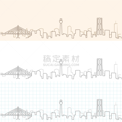 横滨,城市天际线,亚洲,铅笔,图像,矢量,神奈川县,侧面像,绘制,剪影