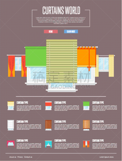 窗帘,概念,扁平化设计,华丽的,百叶帘,多样,建筑业,装饰物,窗户,户外