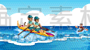 background scene with athletes canoeing in the