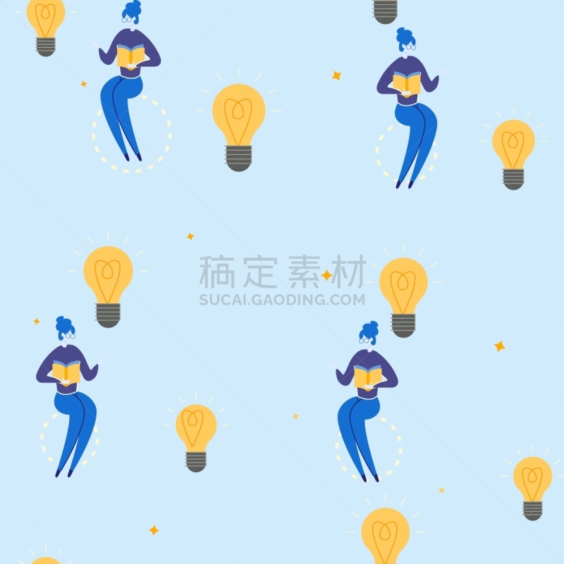 电灯泡,电,四方连续纹样,女人