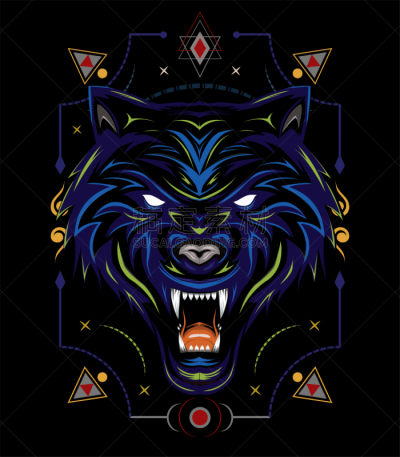 绘画插图,矢量,狼,模板,警告标识,恐惧,残酷的,雪,狗,哺乳纲